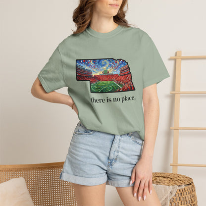 Nebraska "There is no place." Game Day T-Shirt — 100% Cotton Van Gogh Style Big Red Design - Great Gift for Gameday - Wax | Wane - art stadium tee - T-Shirt1