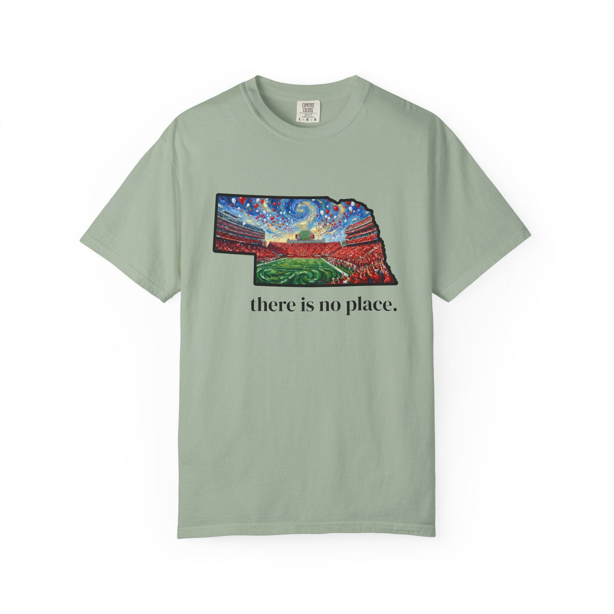 Nebraska "There is no place." Game Day T-Shirt — 100% Cotton Van Gogh Style Big Red Design - Great Gift for Gameday - Wax | Wane - art stadium tee - T-Shirt13