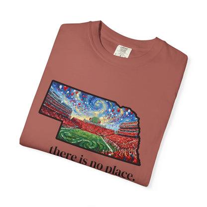Nebraska "There is no place." Game Day T-Shirt — 100% Cotton Van Gogh Style Big Red Design - Great Gift for Gameday - Wax | Wane - art stadium tee - T-Shirt44
