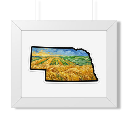 Nebraska Wheat Fields Framed Print — Van Gogh Style Prairie Wall Art | Nebraska Gift - Wax | Wane - farmhouse decor - Poster3