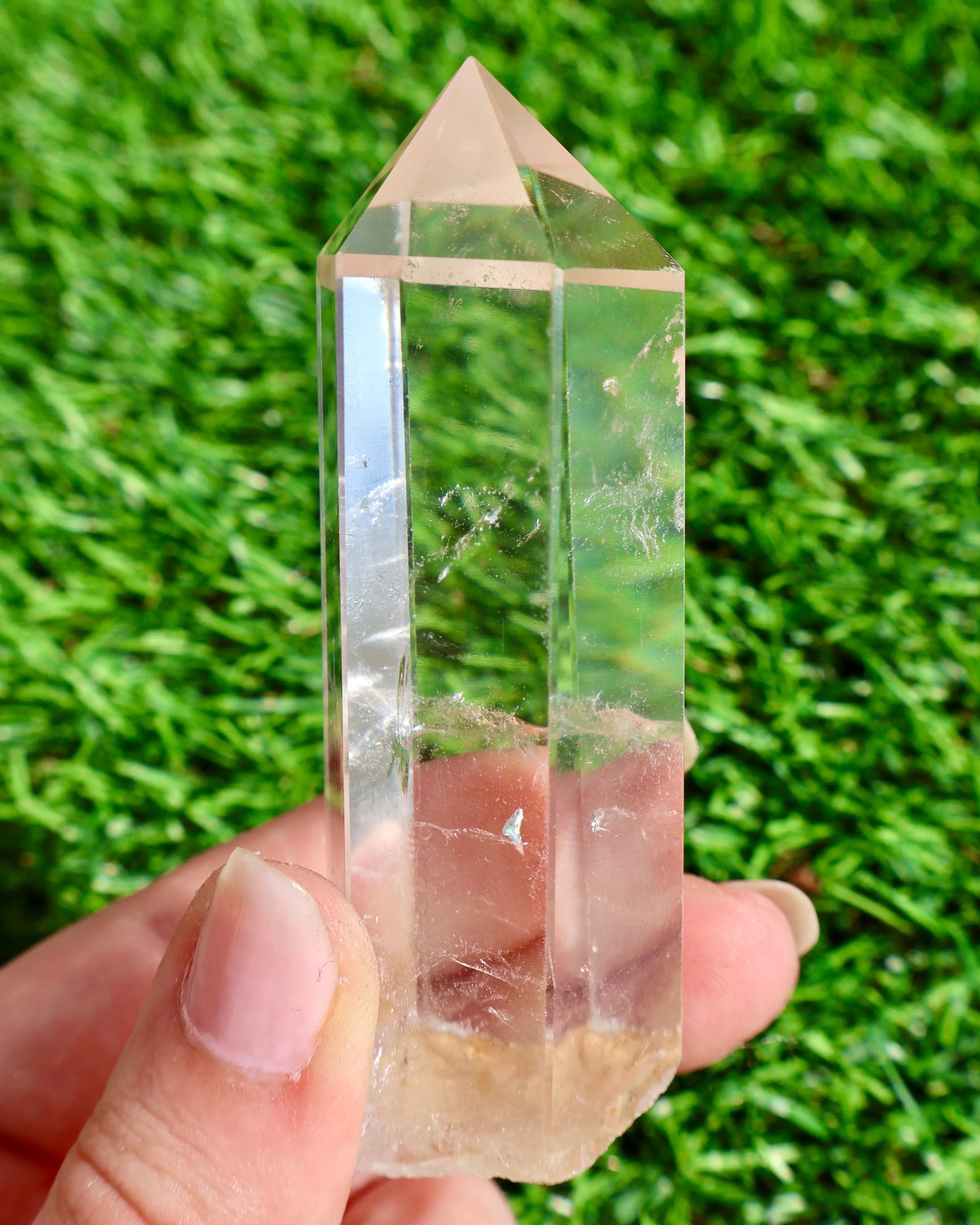 Rooted Clear Quartz Crystal Wand – Polished Point, Raw Base - Wax | Wane