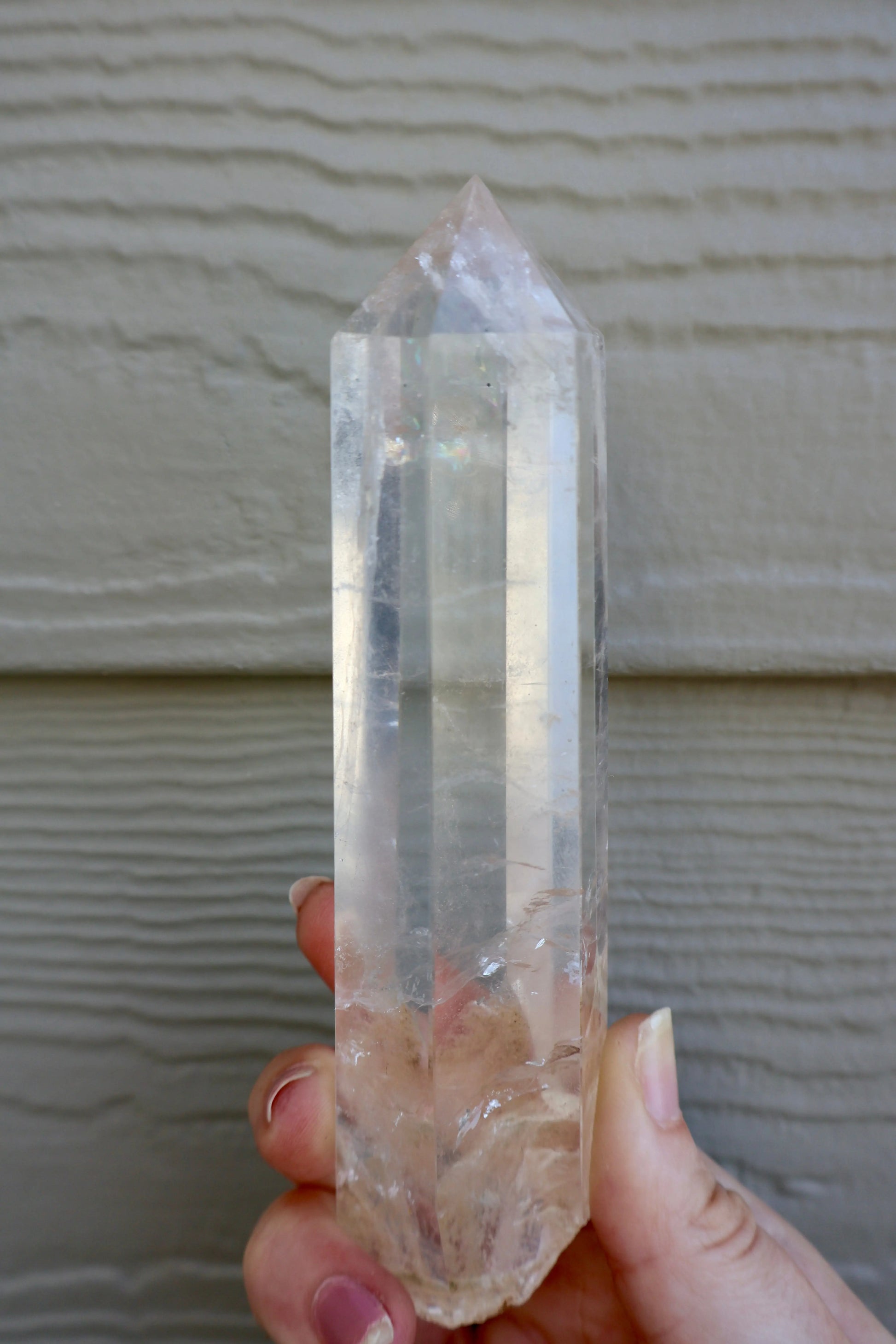 Rooted Clear Quartz Crystal Wand – Polished Point, Raw Base - Wax | Wane