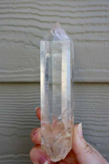 Rooted Clear Quartz Crystal Wand – Polished Point, Raw Base - Wax | Wane
