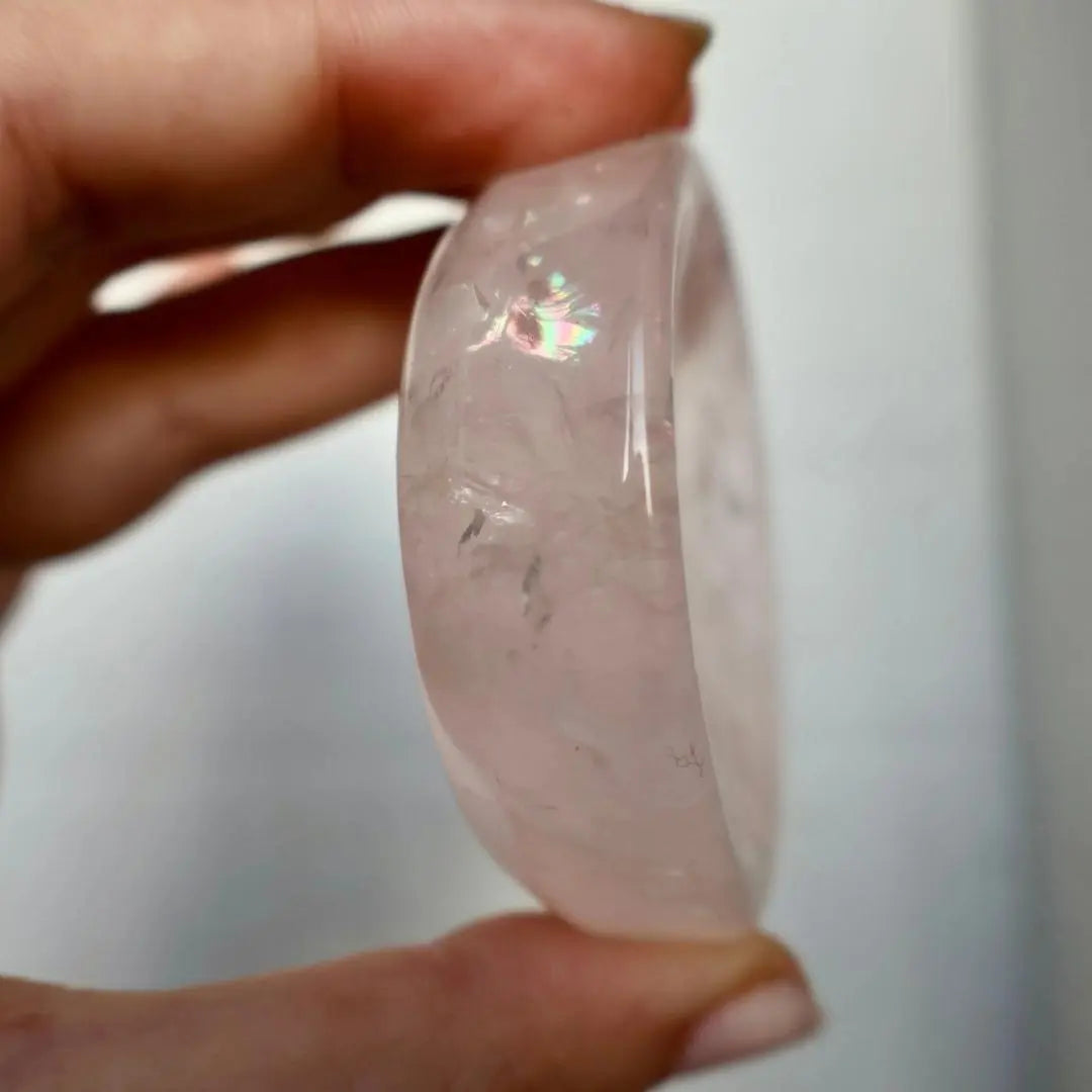 Rose Quartz & Amethyst Crystal Bowl – Jewelry Dish or Decor | Hand - Carved from Natural Stone, 2 - Inch - Wax | Wane