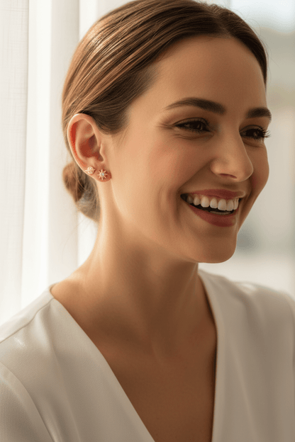 Sterling Silver Celestial Stud Earring Multi - Pack, 4 Piece Set with Saturn, Moon, Star, and Sun in Gold - Wax | Wane - Jewelry Accessories & Derivatives - Earrings8