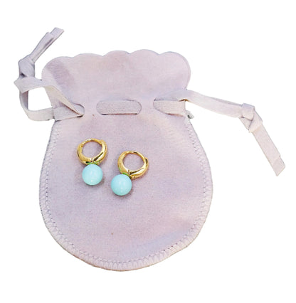 Turquoise Droplet Earrings – 925 Sterling Silver with Gold Finish | Modern Minimalist Statement - Wax | Wane