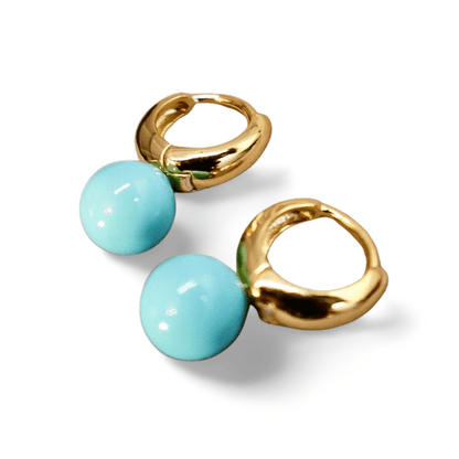 Turquoise Droplet Earrings – 925 Sterling Silver with Gold Finish | Modern Minimalist Statement - Wax | Wane - MCF - 8