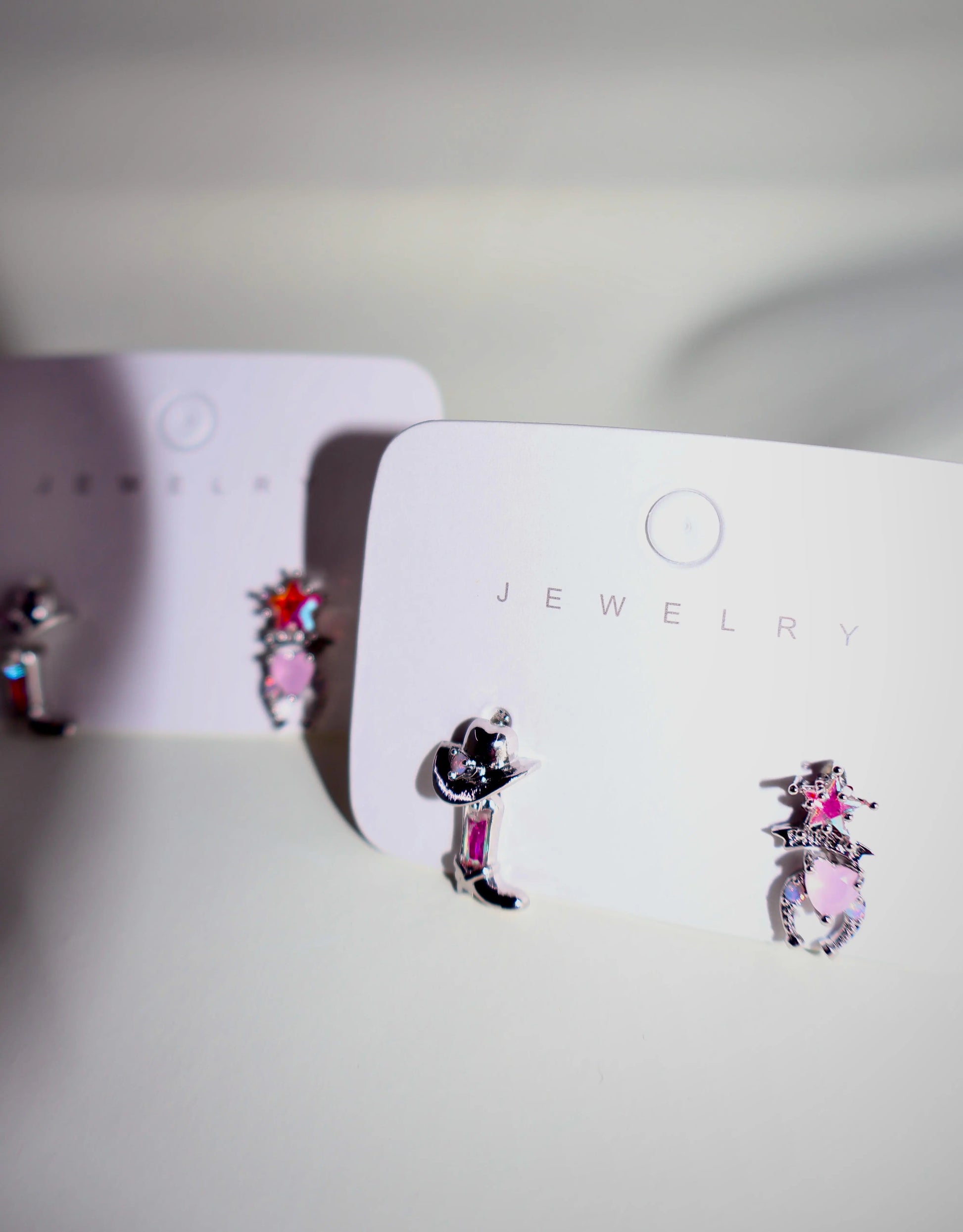 Western Charm Earring Set – 18k Gold & Silver Cowboy Studs | Rhinestone Accents, 4 - Piece Limited Edition - Wax | Wane