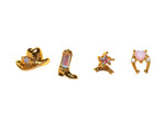 Western Earring Set - 4 Cowboy Studs | Gold and Silver Mix & Match Collection - Wax | Wane - gold - Earrings2