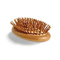 Wood Handheld Hair Brush – Scalp Massager with Ball-Tipped Bamboo Bristles, Perfect for Beards, Babies, or on the go.