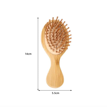 Wooden Mini Hair Brush – Beech Wood Handle & Bamboo Bristles | Travel - Size Detangler - Wax | Wane