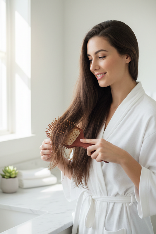 Sandalwood Paddle Brush XL - Natural Wooden Bristles for Thick Long Hair - Anti-Static Scalp Massage Detangling Brush